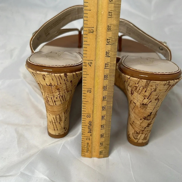 MARC FISHER OReally Platform Cork Wedge Thong Sandals 2 Tone Brown Vegan 9.5 - Picture 11 of 12